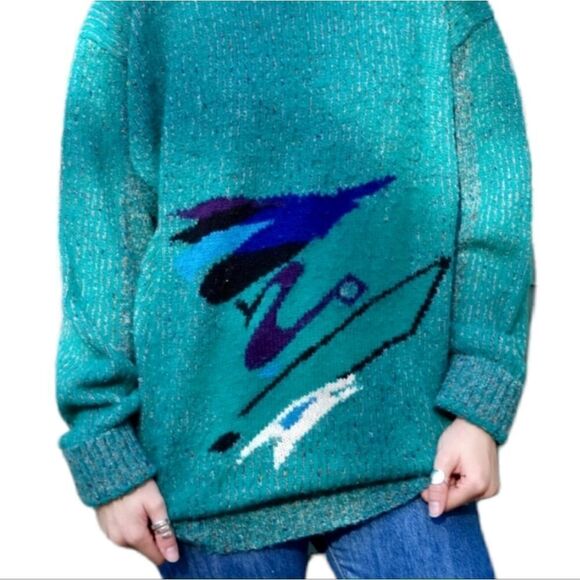 Vintage Unisex 1980's Urban Bandit Graphic Sweater L - Picture 3 of 10